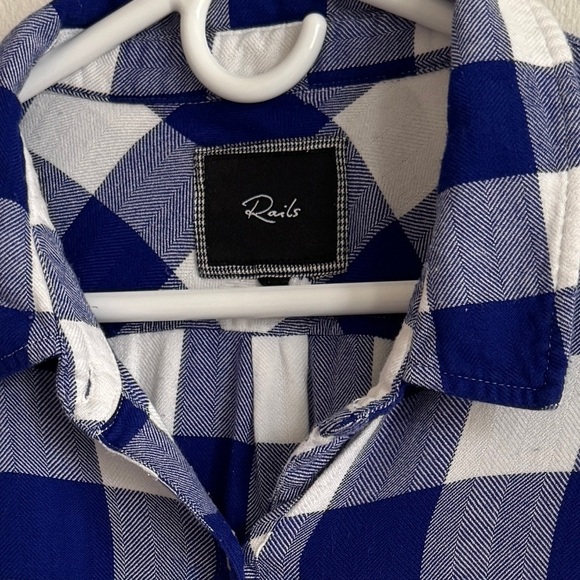 Rails Hunter Plaid Buffalo Check Button Down Shirt, Cobalt Blue/White, Size L - Picture 4 of 7